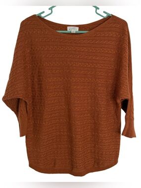 3/$20 Market & Spruce Rust Brown 3/4 Sleeve Lightweight Cable Knit Sweater